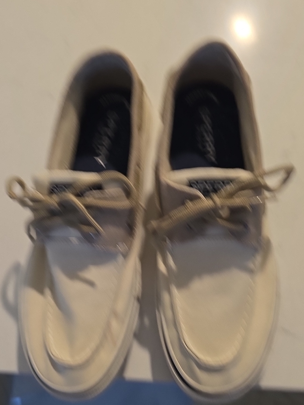 Sperry Men's Light Cream Boat Shoes with Rawhide Laces